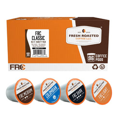Fresh Roasted Coffee front packaging showing 96-count loose-pack and benefits