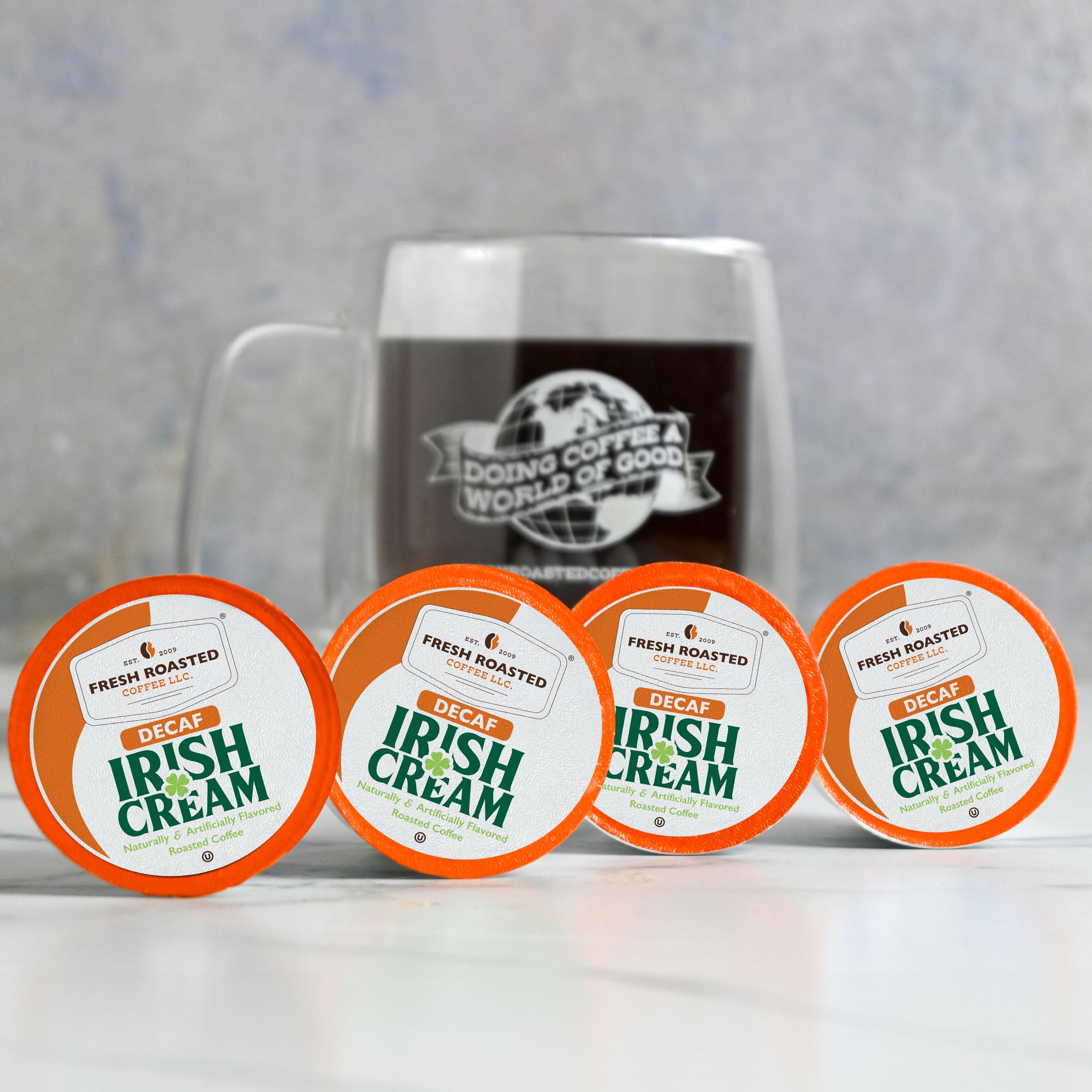 Fresh Roasted Coffee pods in an office breakroom showing convenient single-serve benefit