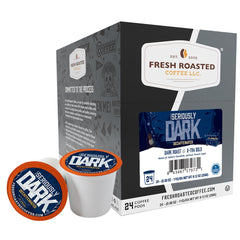 Fresh Roasted Coffee front packaging showing 24-count pods and bold branding benefit convenience