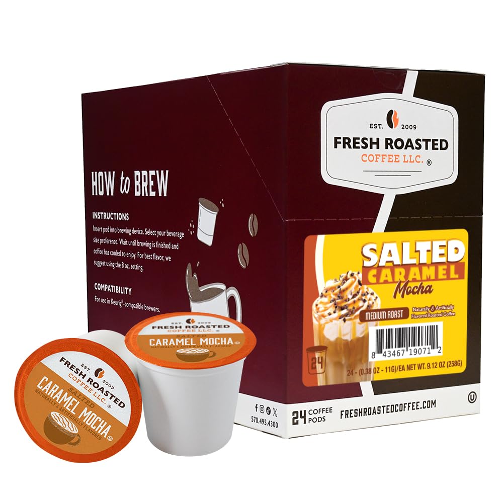 Fresh Roasted Coffee front packaging showing 24-count and flavor benefit