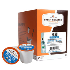 Fresh Roasted Coffee box front showing 24-count K-Cups and organic badge benefit clarity