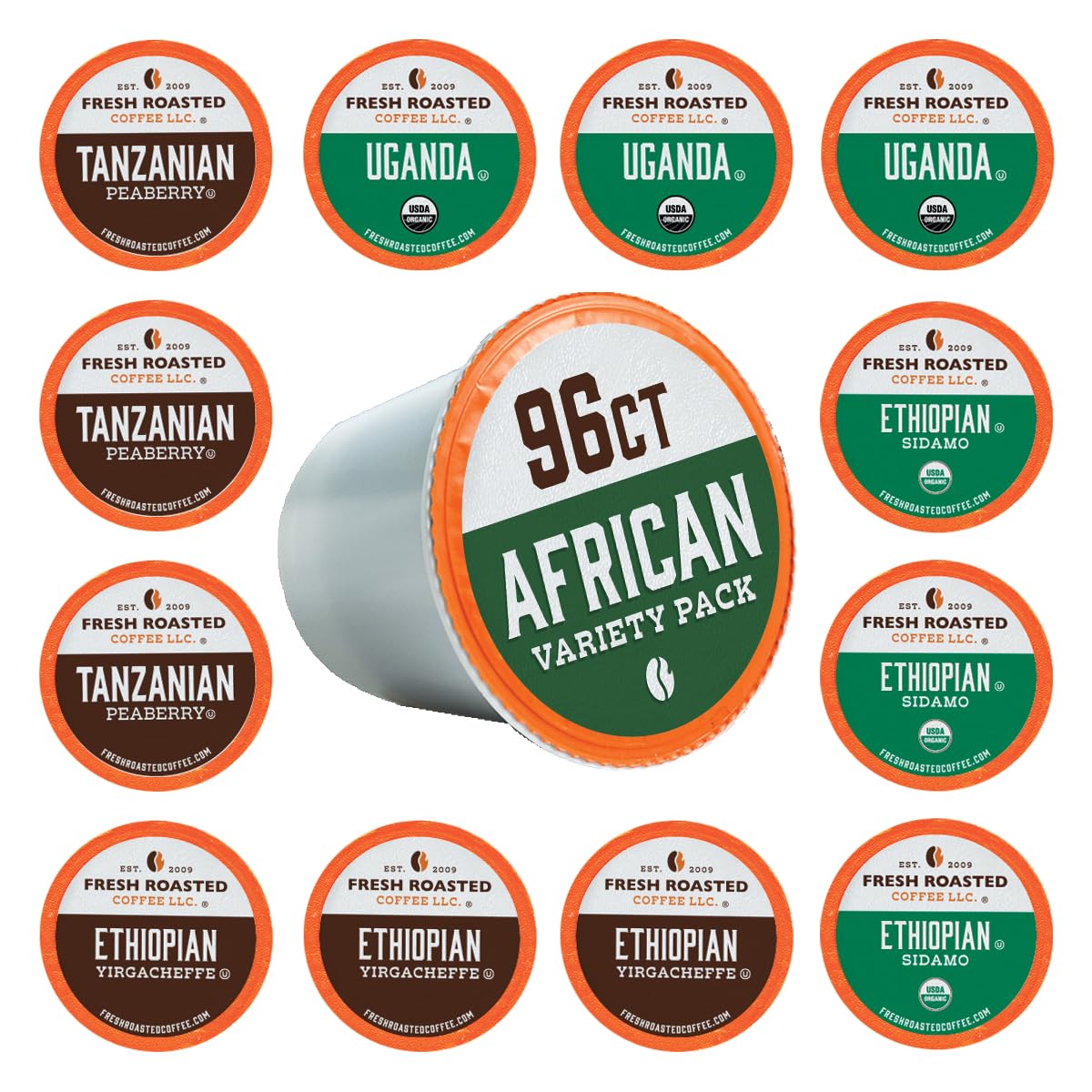 Fresh Roasted Coffee K-Cup pod close-up highlighting BPA-free cup and seal freshness