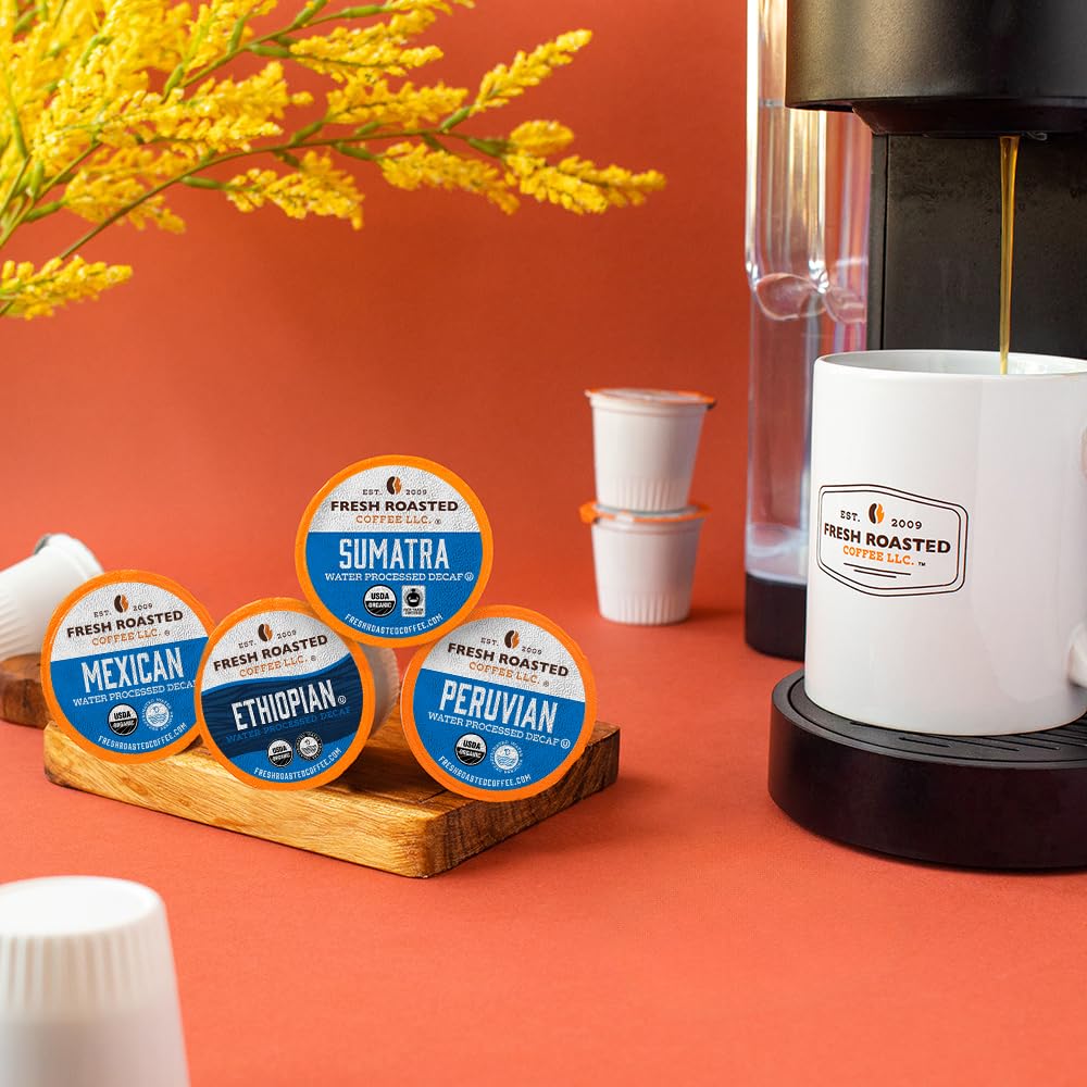 Fresh Roasted Coffee label and certifications displaying USDA Organic and Kosher