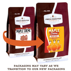 Fresh Roasted Coffee back label details showing roast info and kosher mark