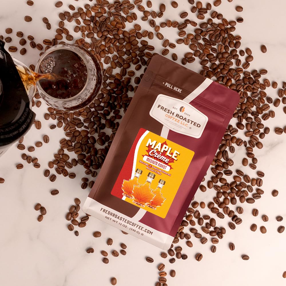 Fresh Roasted Coffee latte with maple drizzle showing flavor serving idea