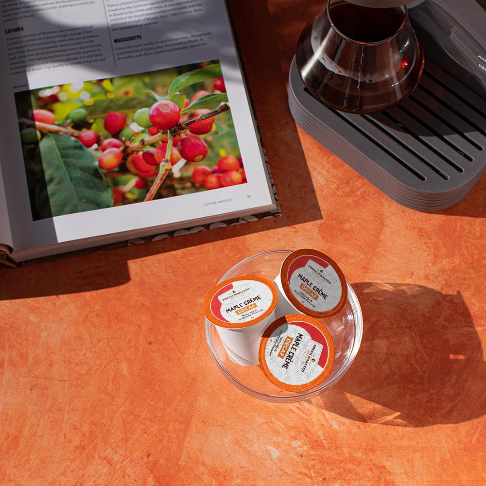 Fresh Roasted Coffee cup on a breakfast table showing maple flavor pairing benefit