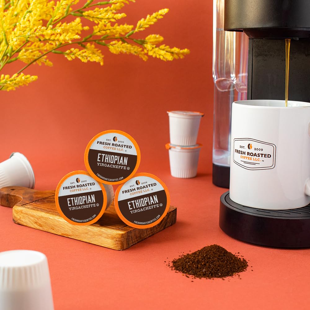Fresh Roasted Coffee package label and kosher mark confirming certification