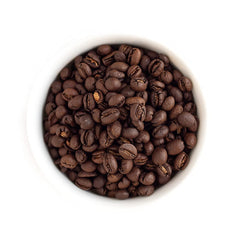 Fresh Roasted Coffee close-up peaberry beans highlighting uniform roast and aroma