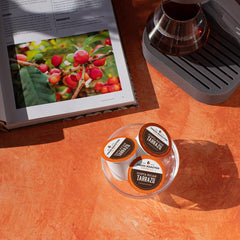 Fresh Roasted Coffee pod side label with kosher and medium roast info for confident choice