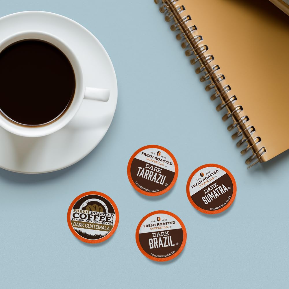 Fresh Roasted Coffee pod side label showing origin information and clear single-origin quality