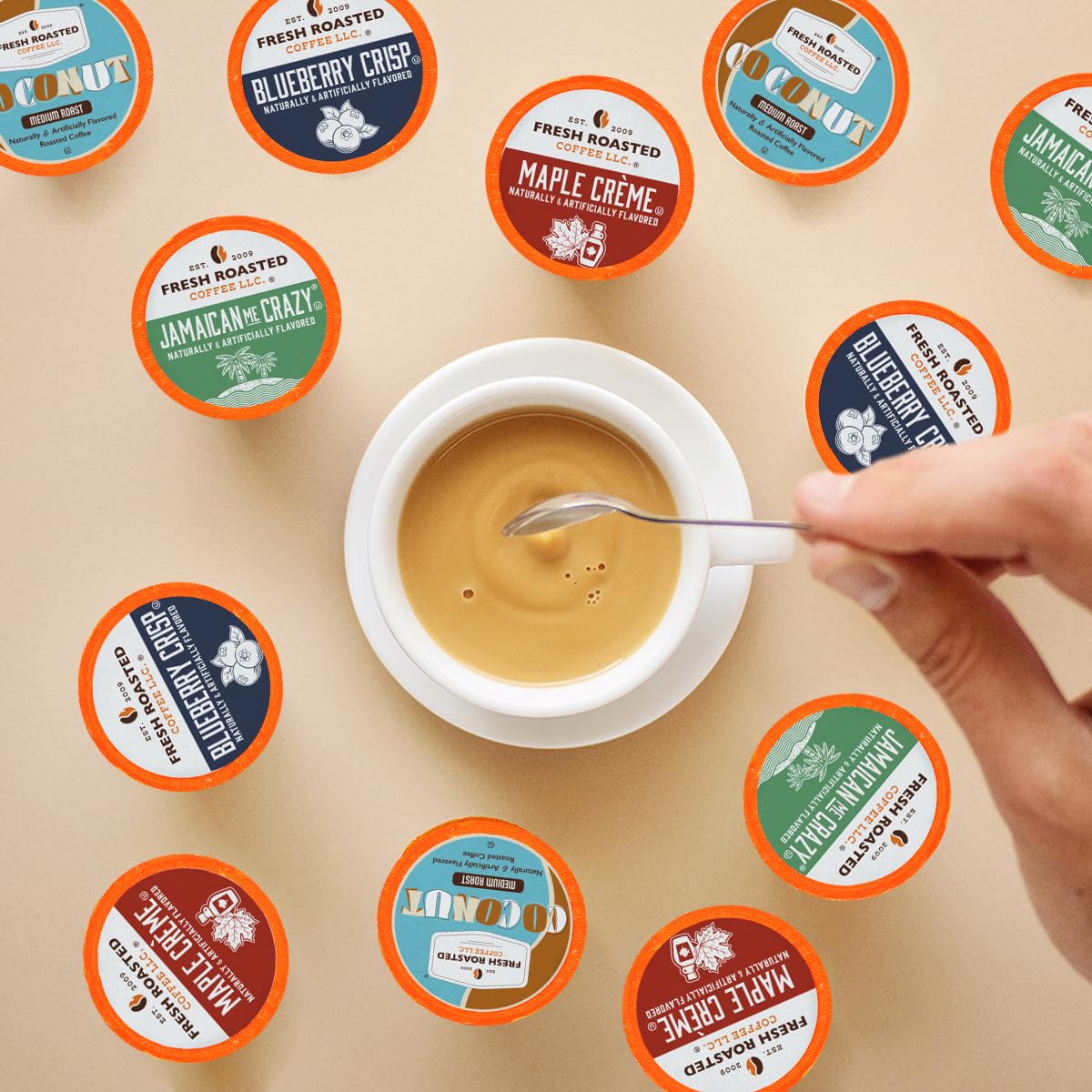 Fresh Roasted Coffee brewed cup being poured illustrating aroma and flavor