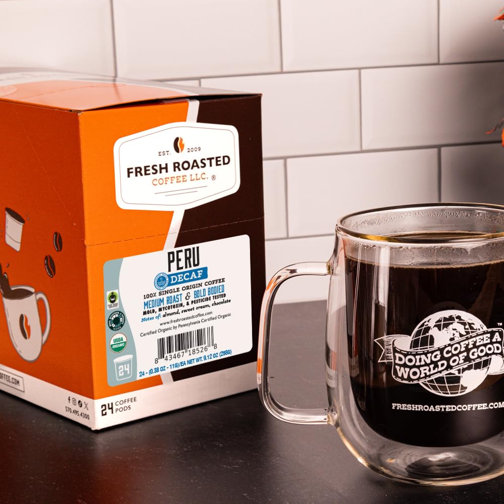 Fresh Roasted Coffee pod beside credit card showing compact size and portability