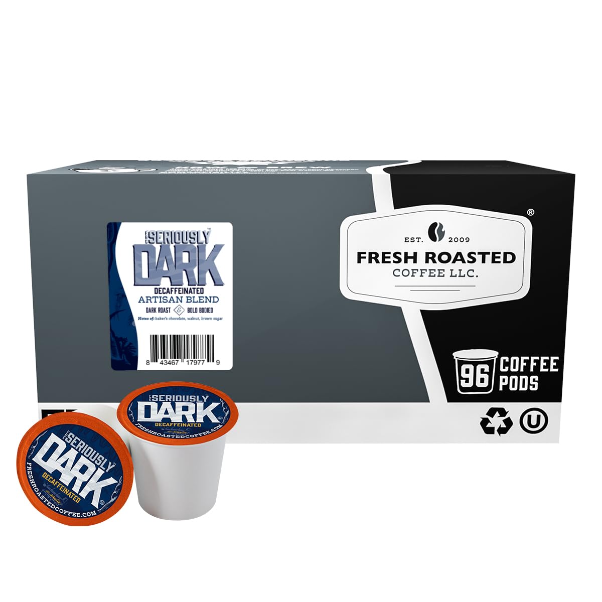 Fresh Roasted Coffee front packaging showing bold branding and product count for convenience