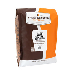 Fresh Roasted Coffee front packaging 5 lb bag showing branding and resealable valve
