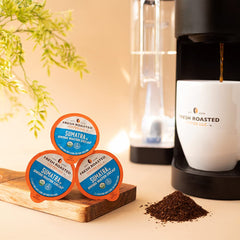 Fresh Roasted Coffee single K-Cup close-up highlighting pod design and convenience