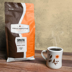 Fresh Roasted Coffee close-up bean texture highlighting full-bodied roast