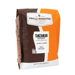 Fresh Roasted Coffee front bag showing 5 lb packaging and clear labeling benefit