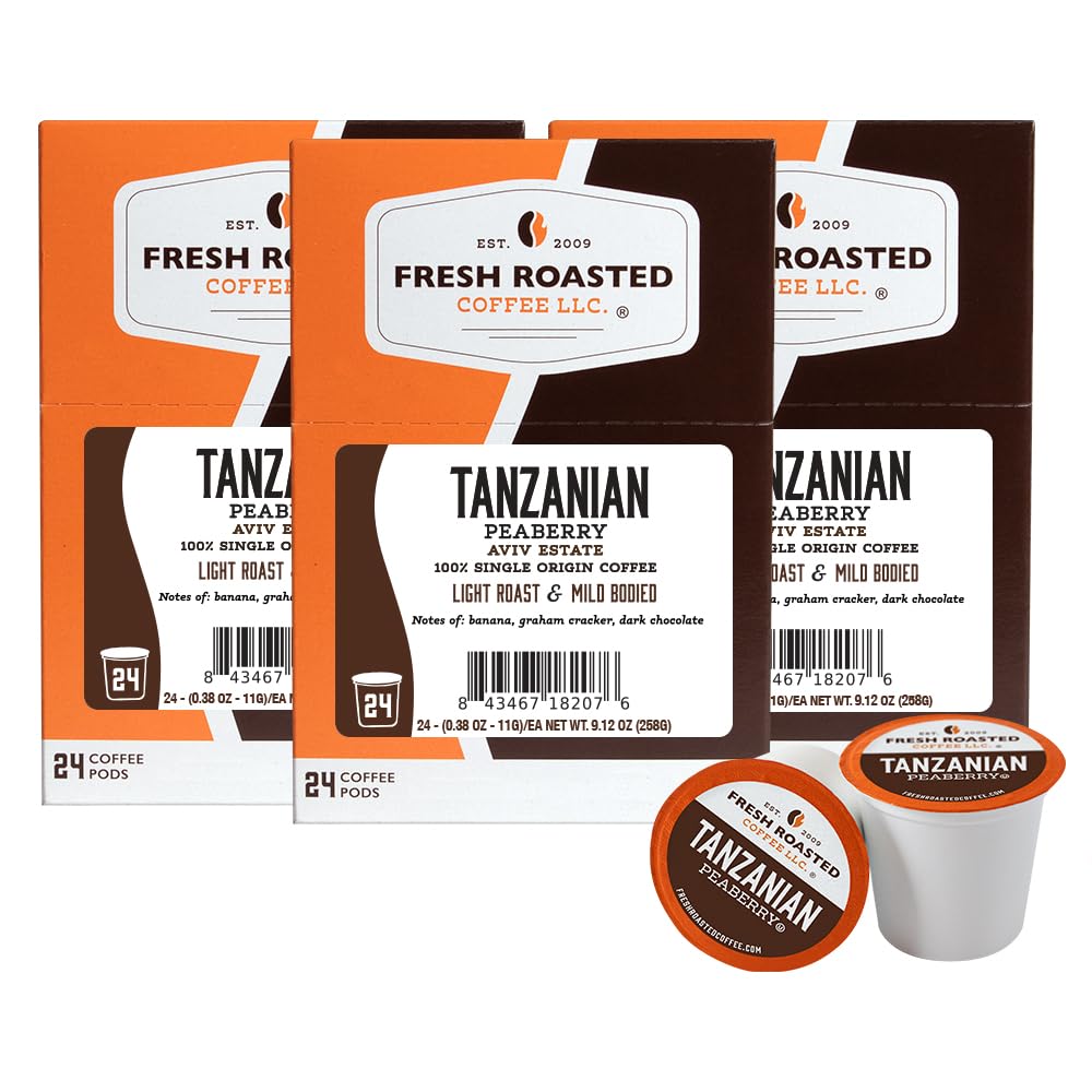 Fresh Roasted Coffee front packaging showing pods and label, promising convenience