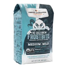 Fresh Roasted Coffee front packaging shows two-pound bag and branding, ensuring freshness