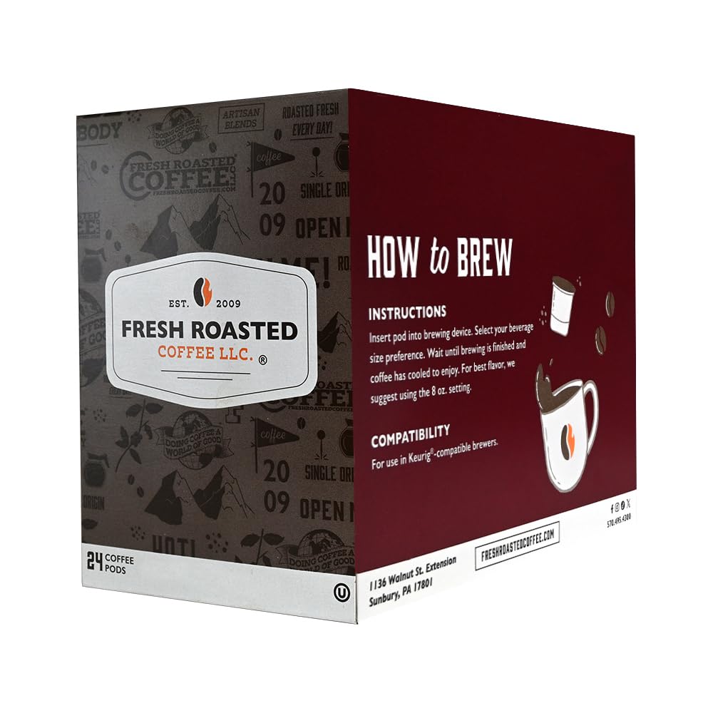 Fresh Roasted Coffee label with Orthodox Union kosher symbol that assures dietary compliance