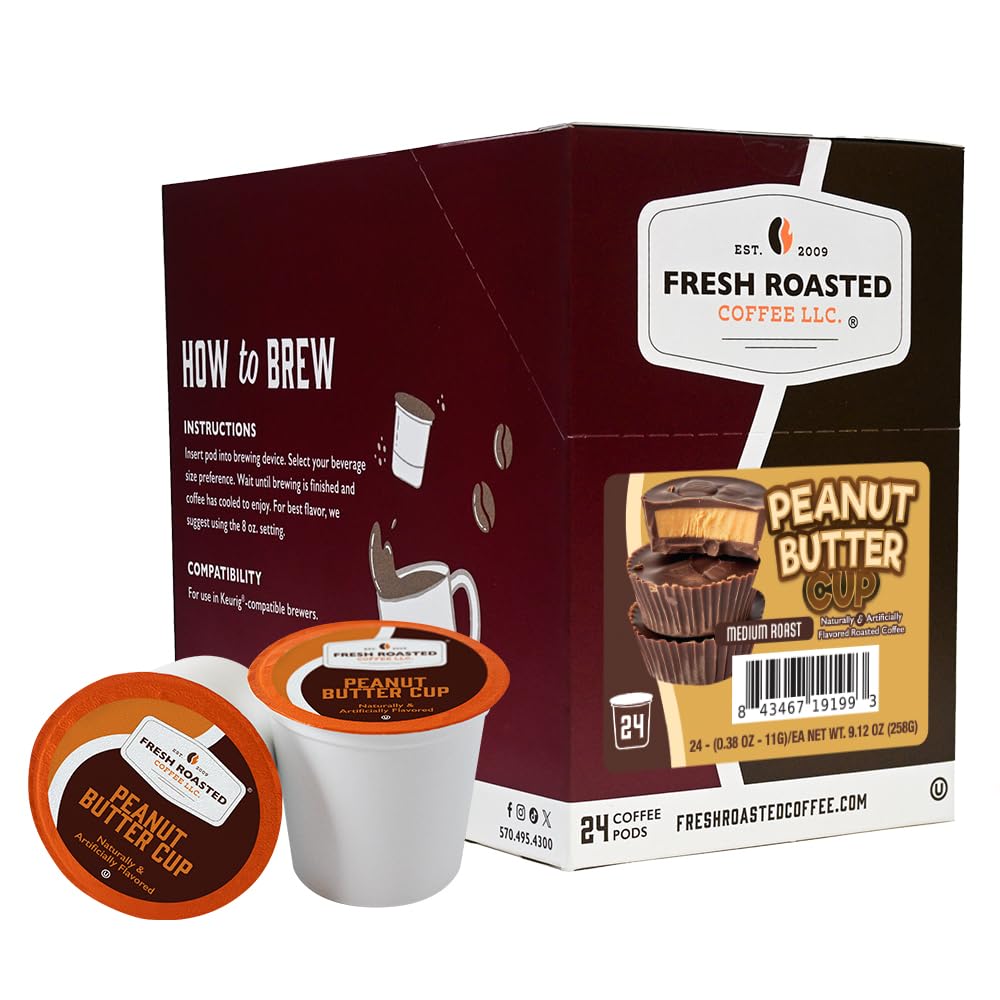 Fresh Roasted Coffee front packaging showing 24-count box and easy brewing