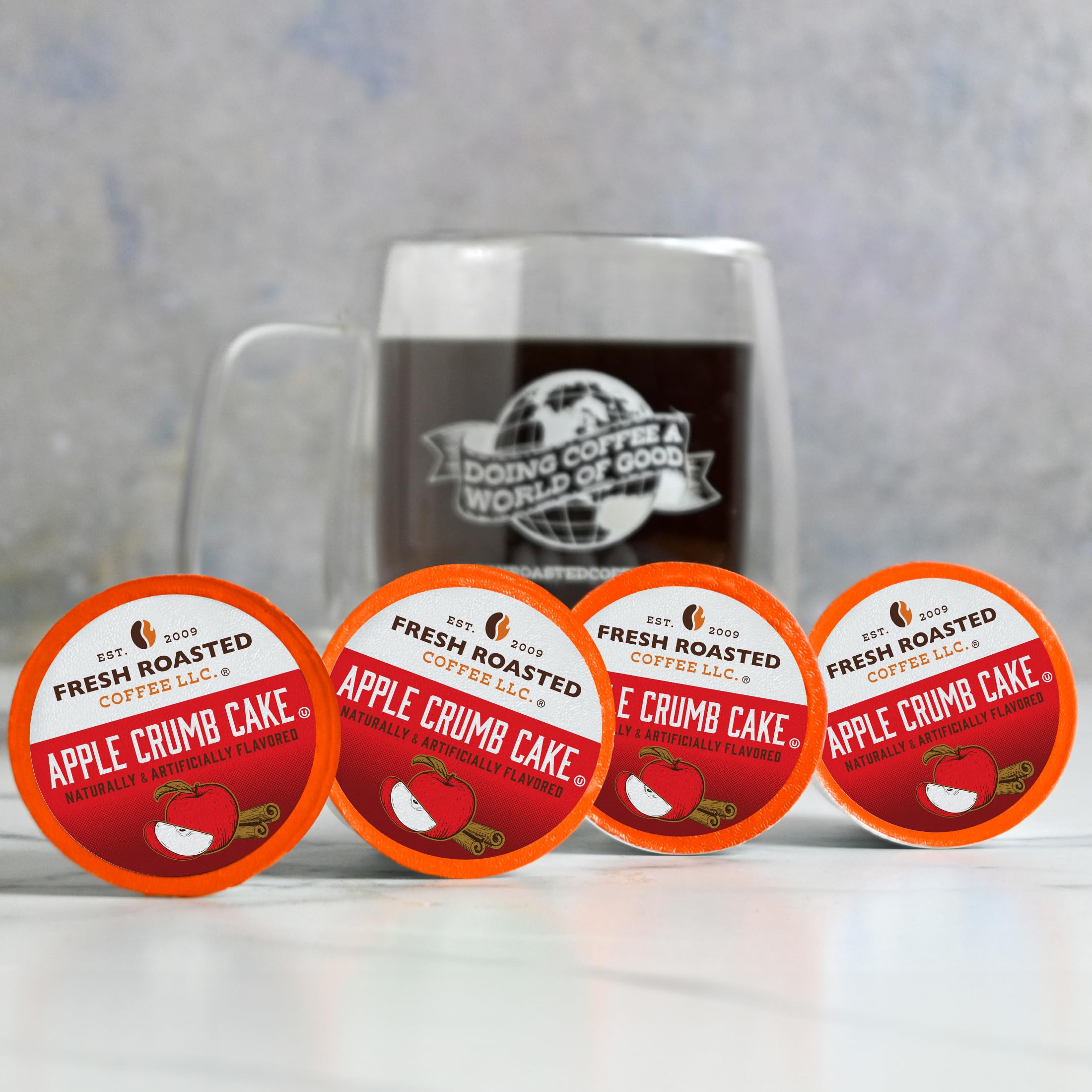 Fresh Roasted Coffee pod loading into Keurig brewer, convenient single-serve benefit