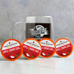 Fresh Roasted Coffee pod loading into Keurig brewer, convenient single-serve benefit