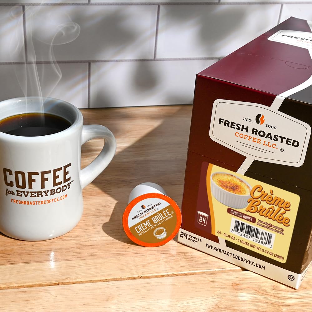 Fresh Roasted Coffee opened pod revealing ground 100% Arabica coffee for aroma preservation benefit