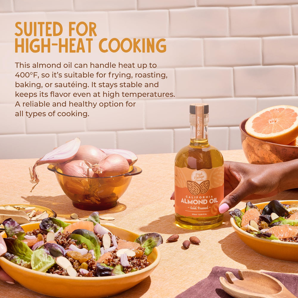 Fresh Vintage Farms label detail showing cold-pressed claim and ingredient purity