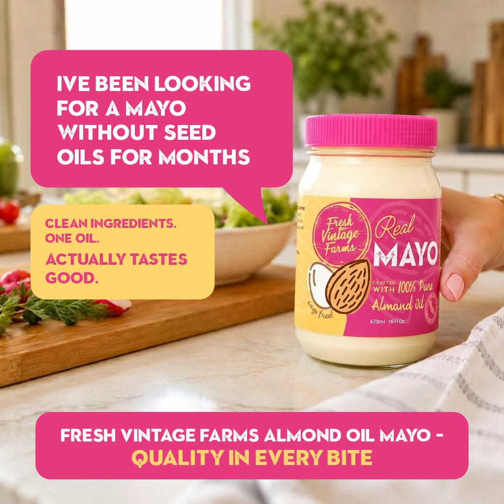Fresh Vintage Farms close-up of mayo texture showing smooth, spreadable consistency