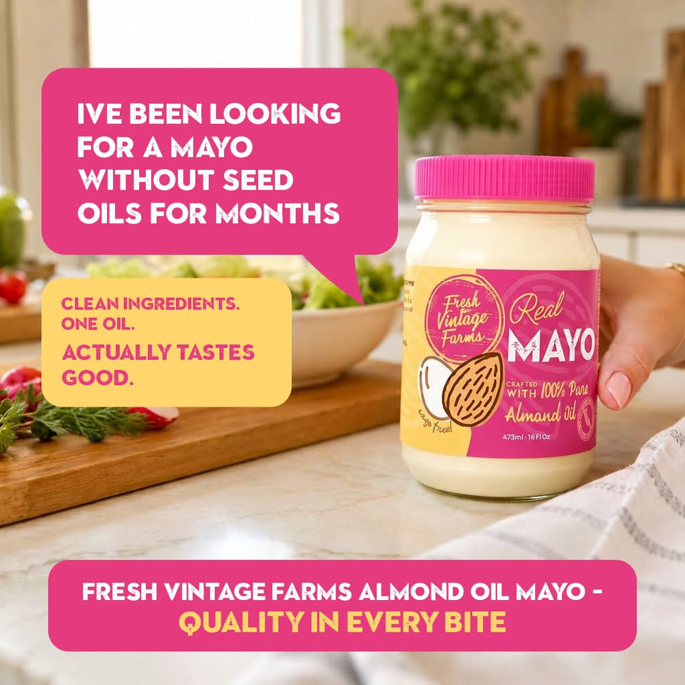 Fresh Vintage Farms close-up of mayo texture showing smooth, spreadable consistency