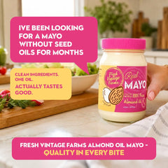 Fresh Vintage Farms close-up of mayo texture showing smooth, spreadable consistency