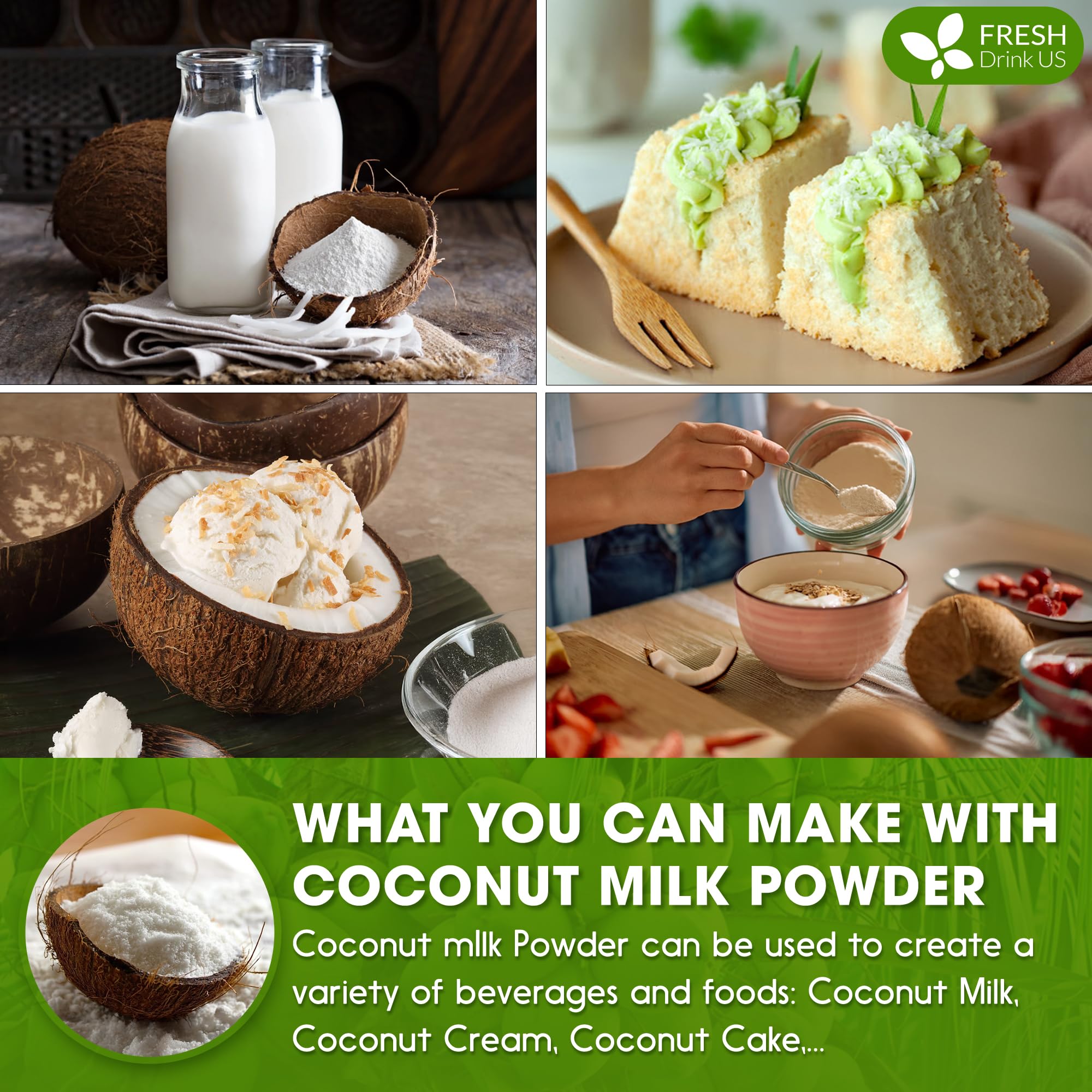 FreshDrinkUS coconut powder in baking batter, adds creamy texture to baked goods