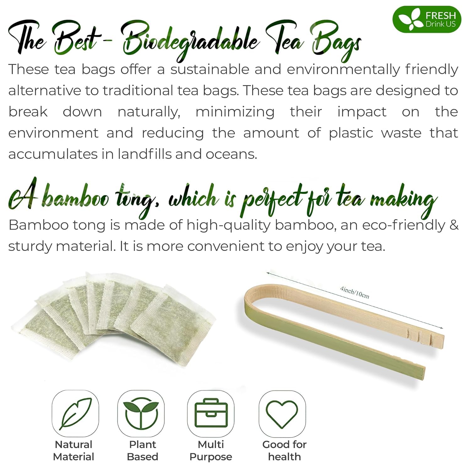 FRESHDRINKUS biodegradable bag material texture demonstrating eco benefit