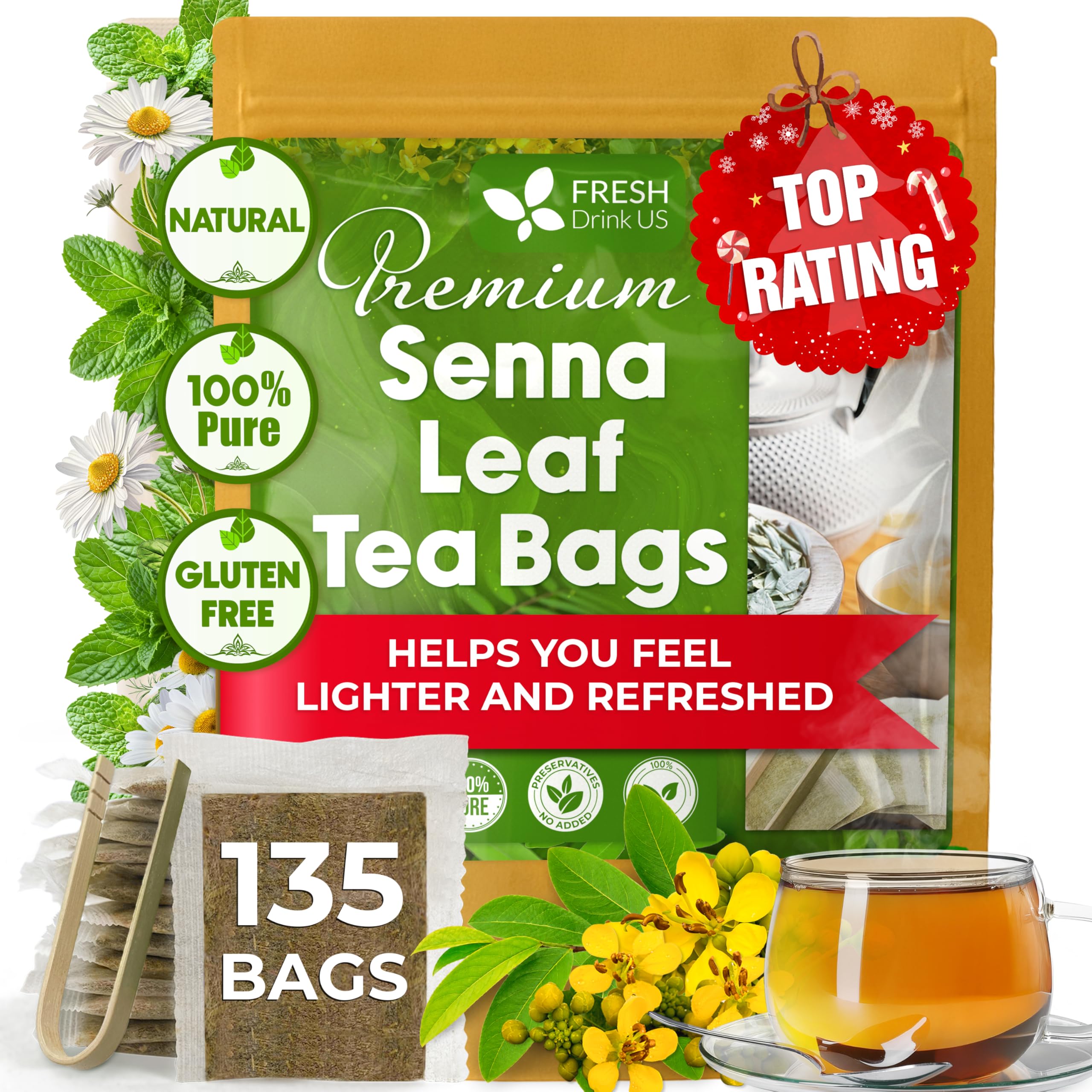 FRESHDRINKUS front packaging showing 135-count and eco badge for easy storage