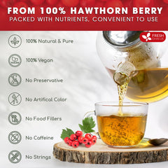 FRESHDRINKUS close-up of a hawthorn tea bag texture and clean infusion