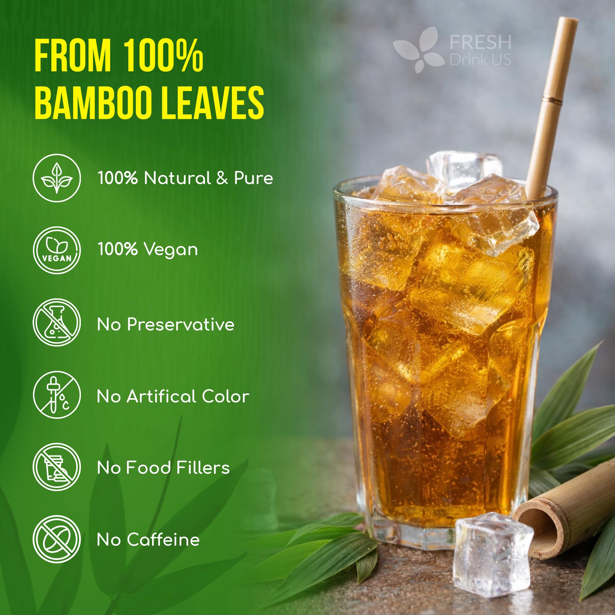 Texture of dried bamboo leaves used by FRESHDRINKUS showing natural quality and purity benefit
