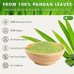 FRESHDRINKUS spoon with measured pandan powder showing portion control