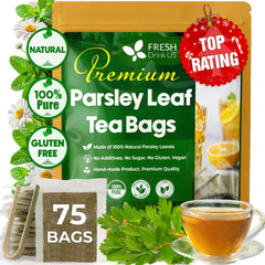 FRESHDRINKUS front packaging showing 75 bags and pure parsley benefits
