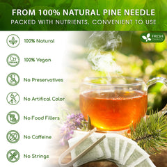 FRESHDRINKUS loose pine needles detail showing texture and pure ingredient clarity
