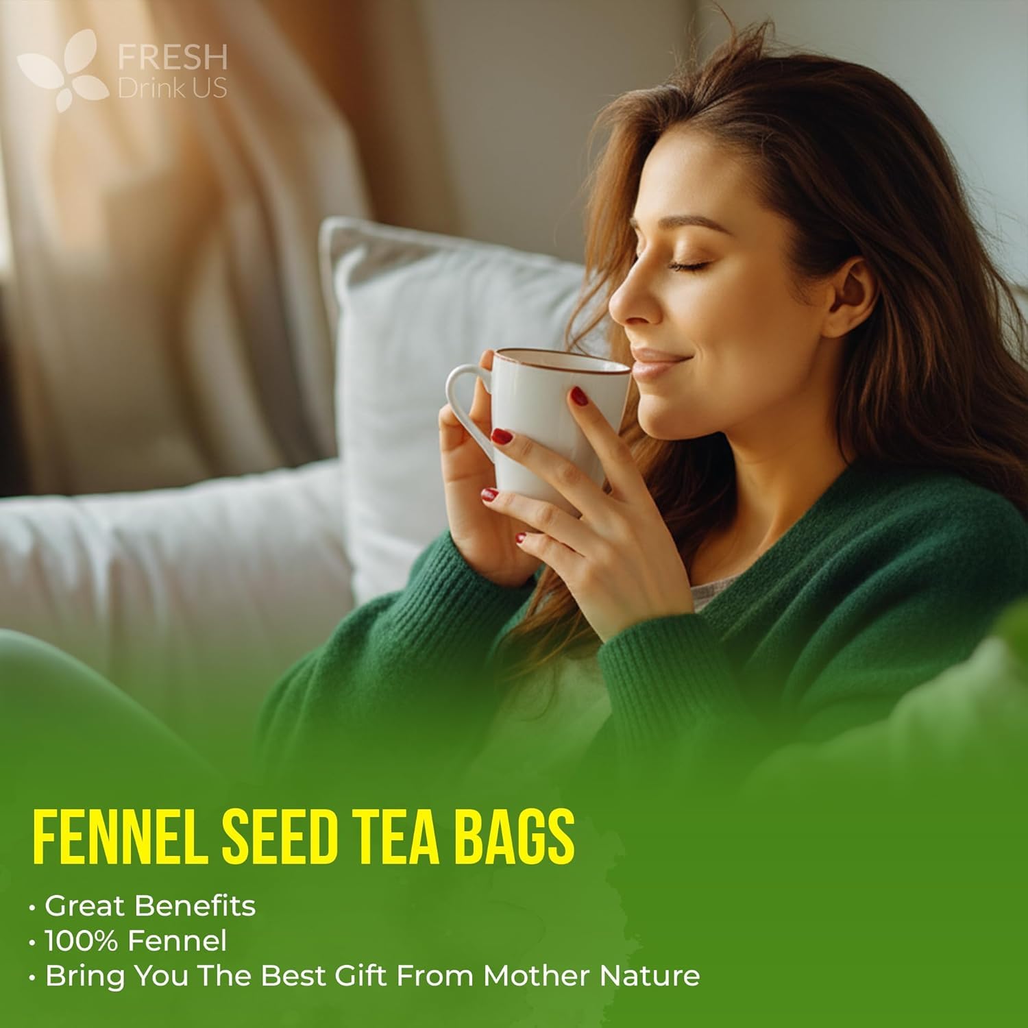 FRESHDRINKUS tea bag beside a coin for size and quantity context