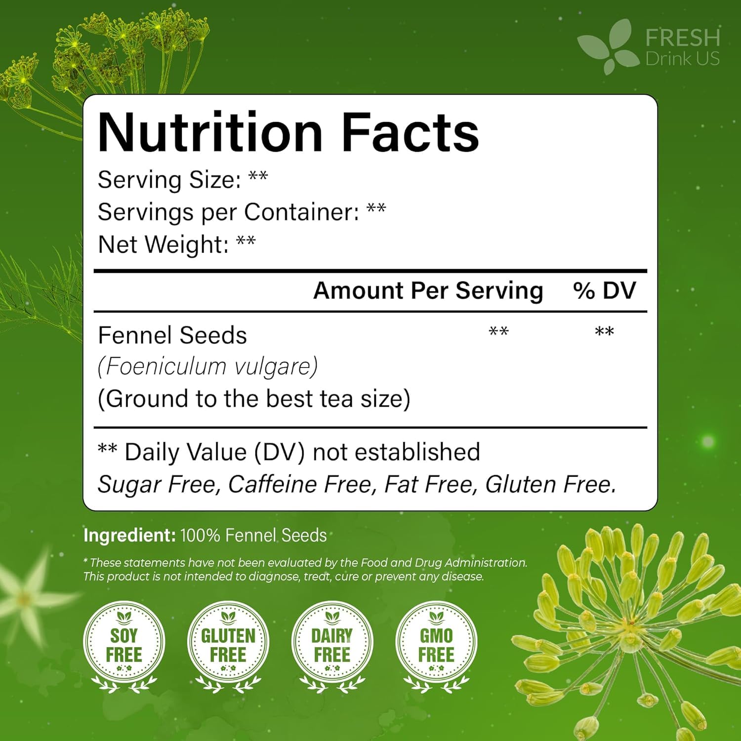 FRESHDRINKUS close-up fennel seeds highlighting natural quality