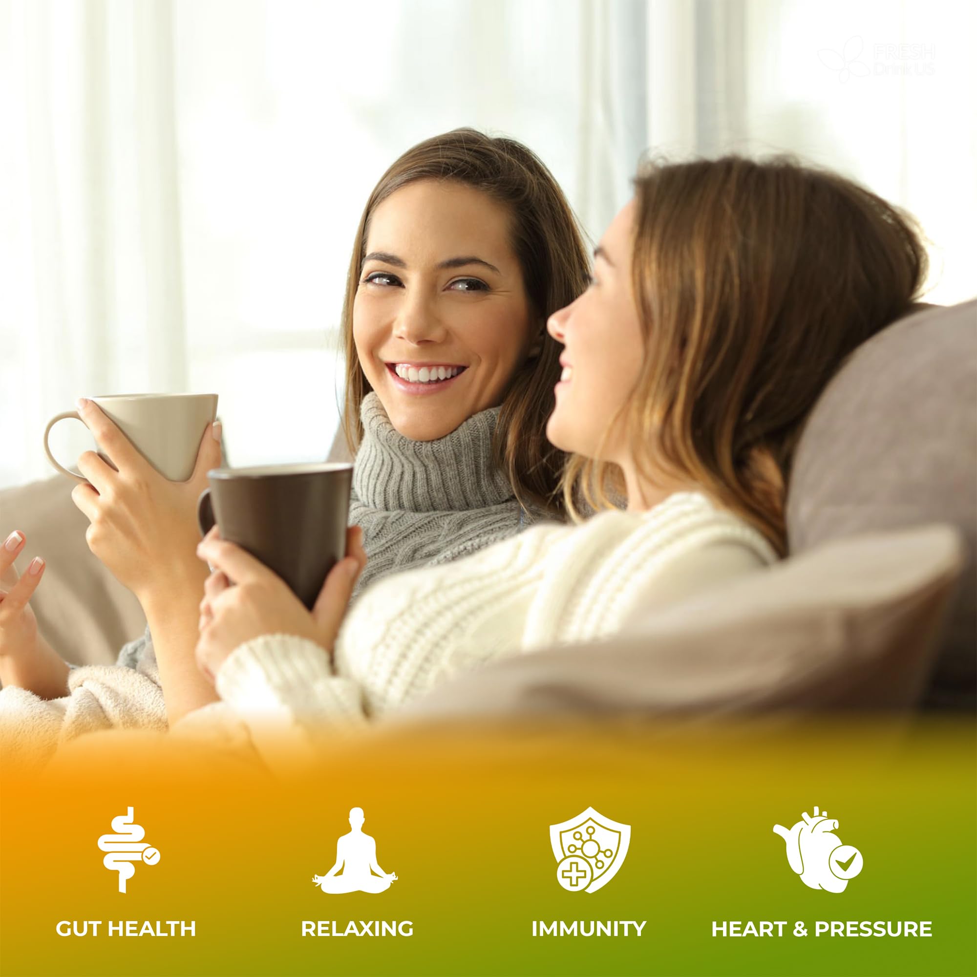 FRESHDRINKUS tea served on tabletop in relaxed lifestyle setting for daily use