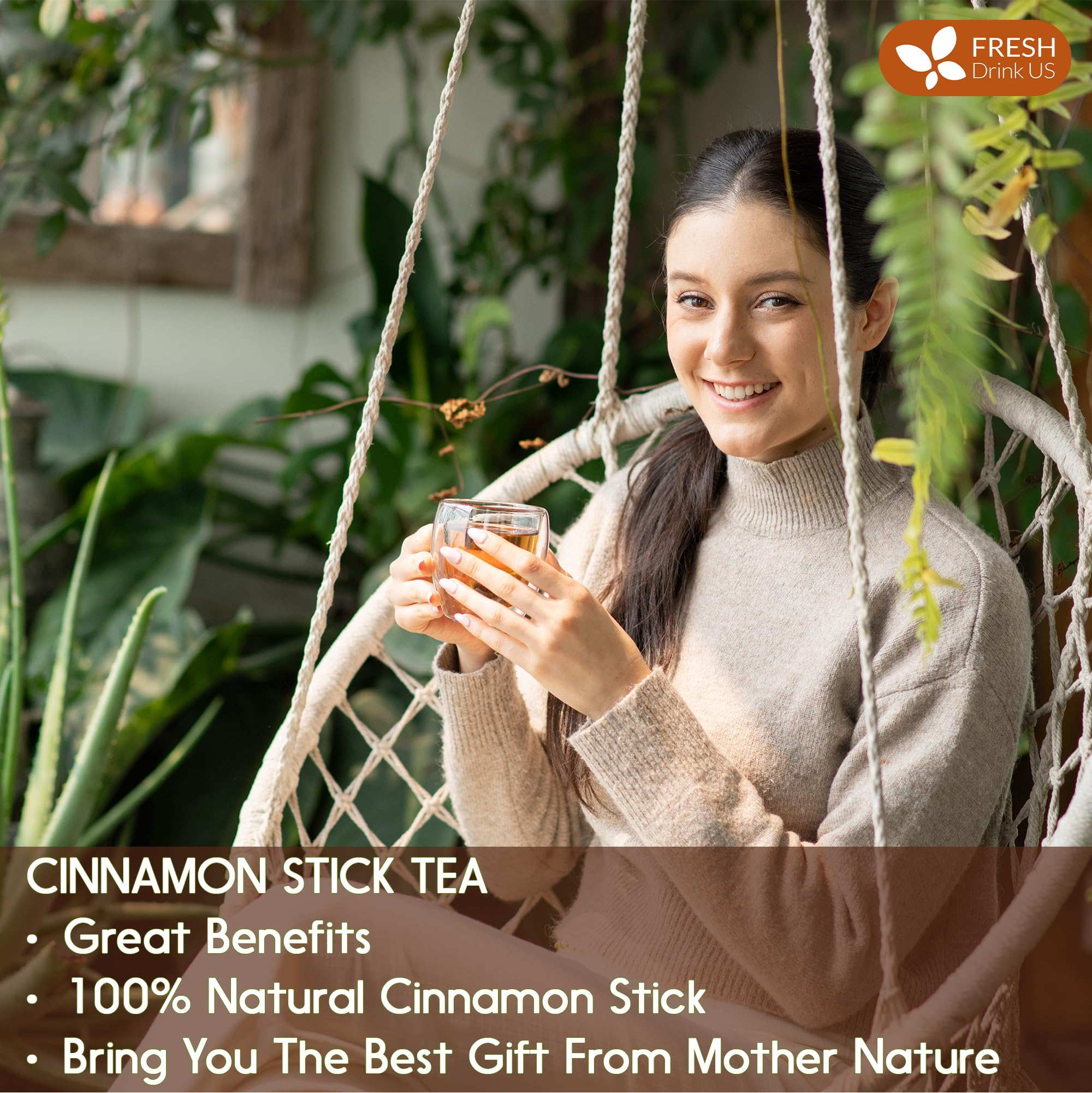 FreshDrinkUS cinnamon sticks next to ruler showing 2¾ inch size
