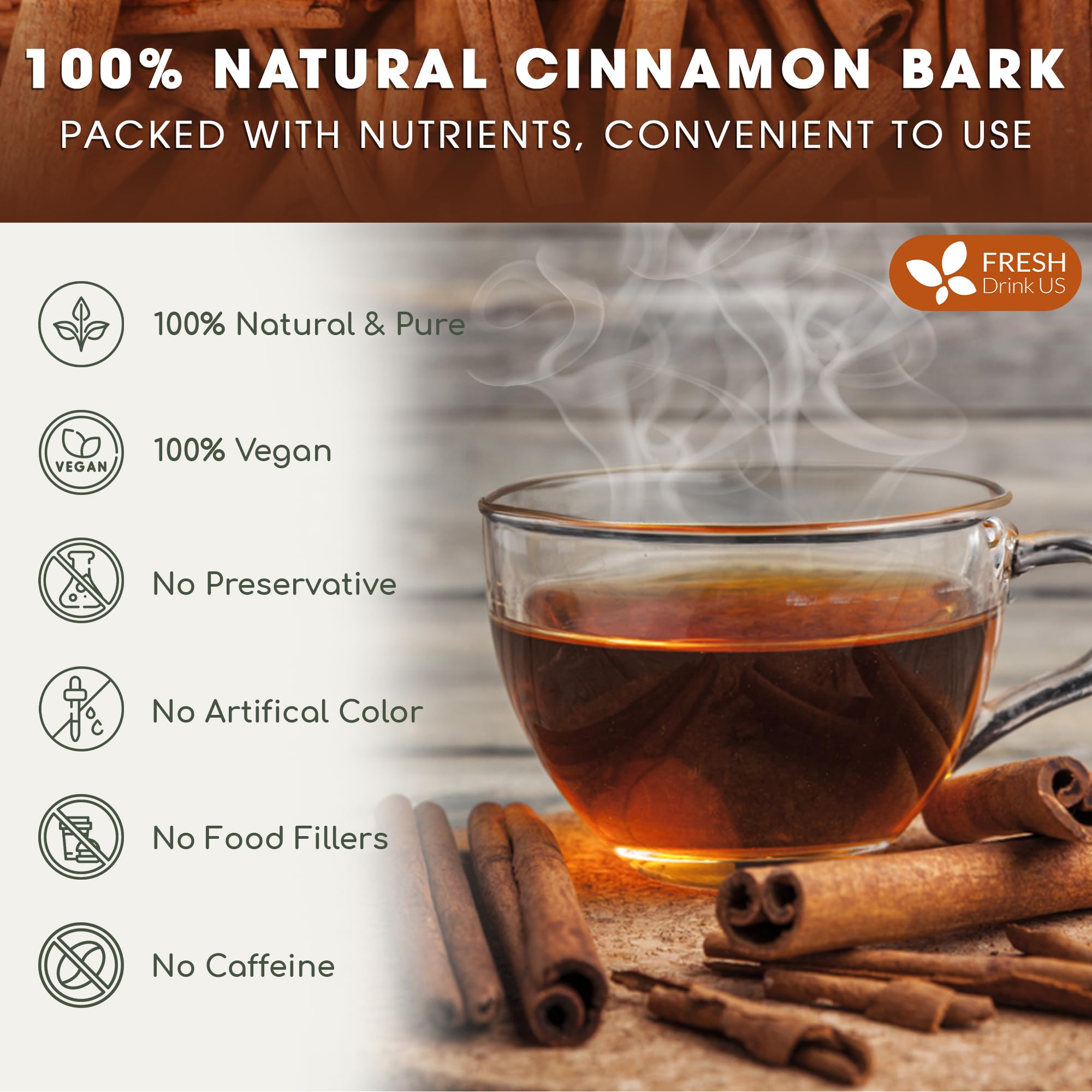 FreshDrinkUS cinnamon stick steeping in mug for rich beverage aroma