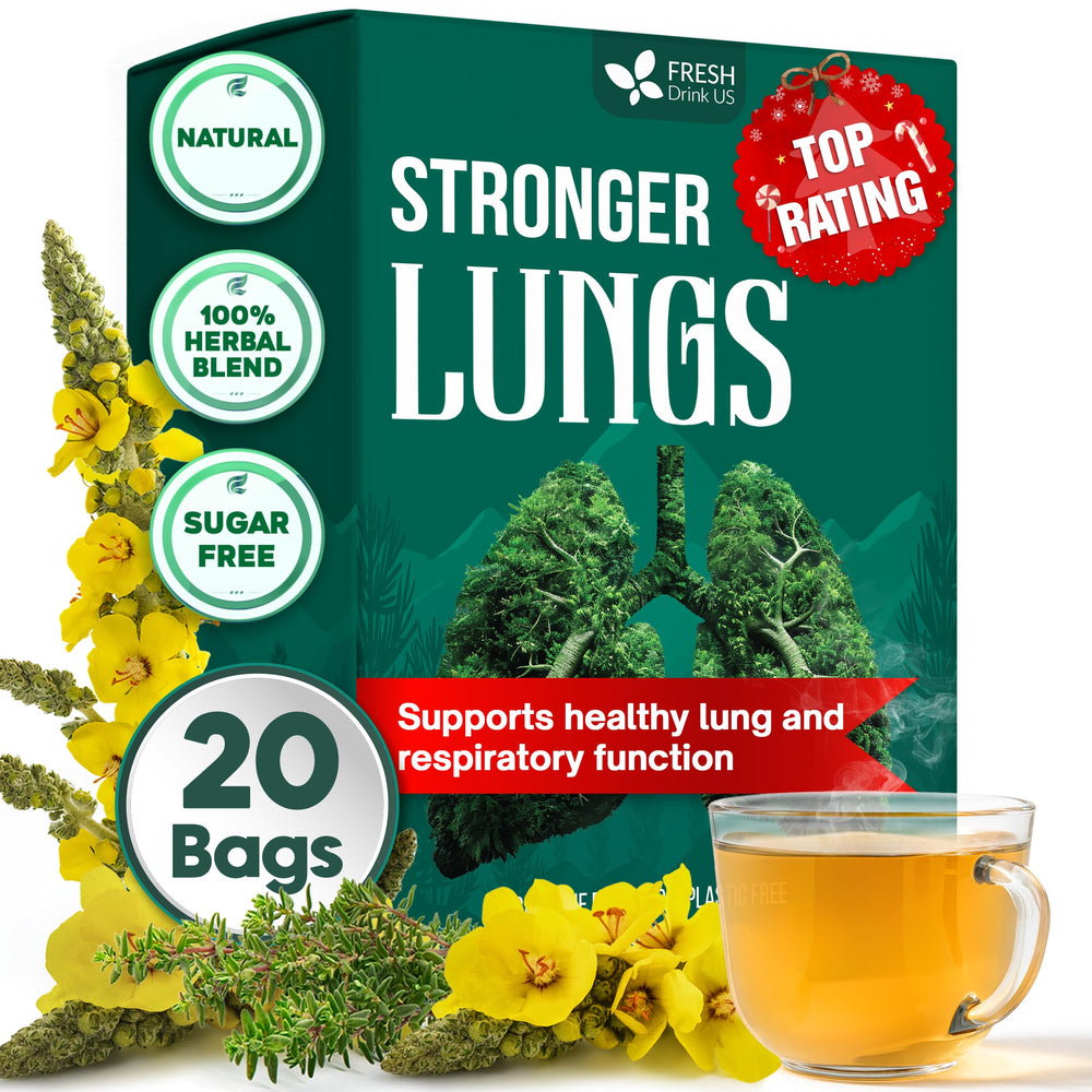 FRESHDRINKUS front box showing StrongerLung tea and clear branding, supports easy identification