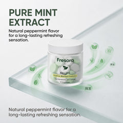 Fresora texture detail of a mint surface showing smooth dissolve and pleasant mouthfeel