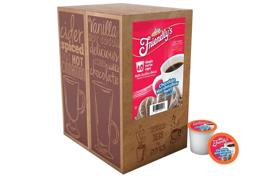 Friendly's single K-Cup pod top view highlighting brand and easy single-serve brewing