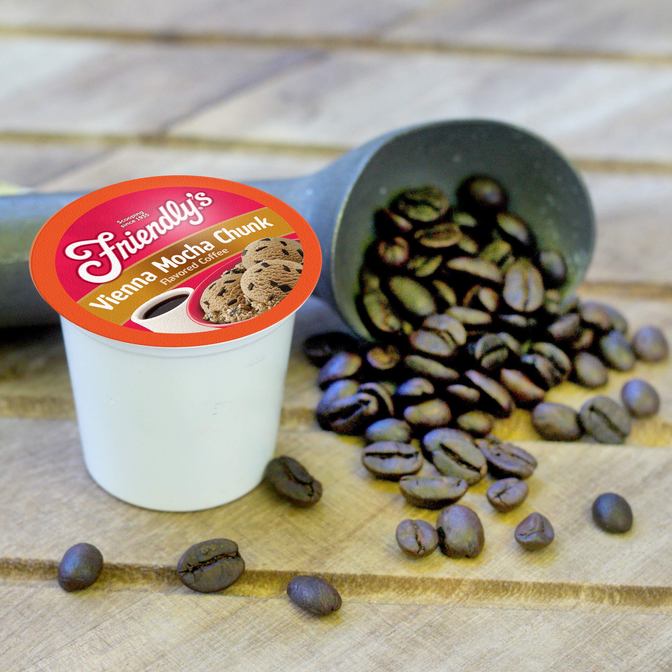 friendly's pod size shown in hand to illustrate cup-per-pod convenience