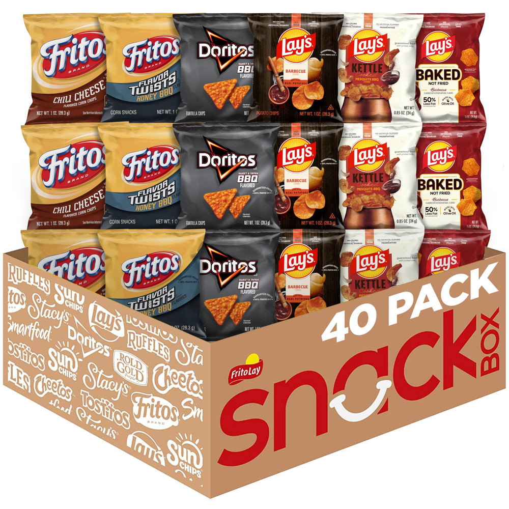 Frito Lay front packaging showing 40-pack barbecue snack assortment for easy gifting